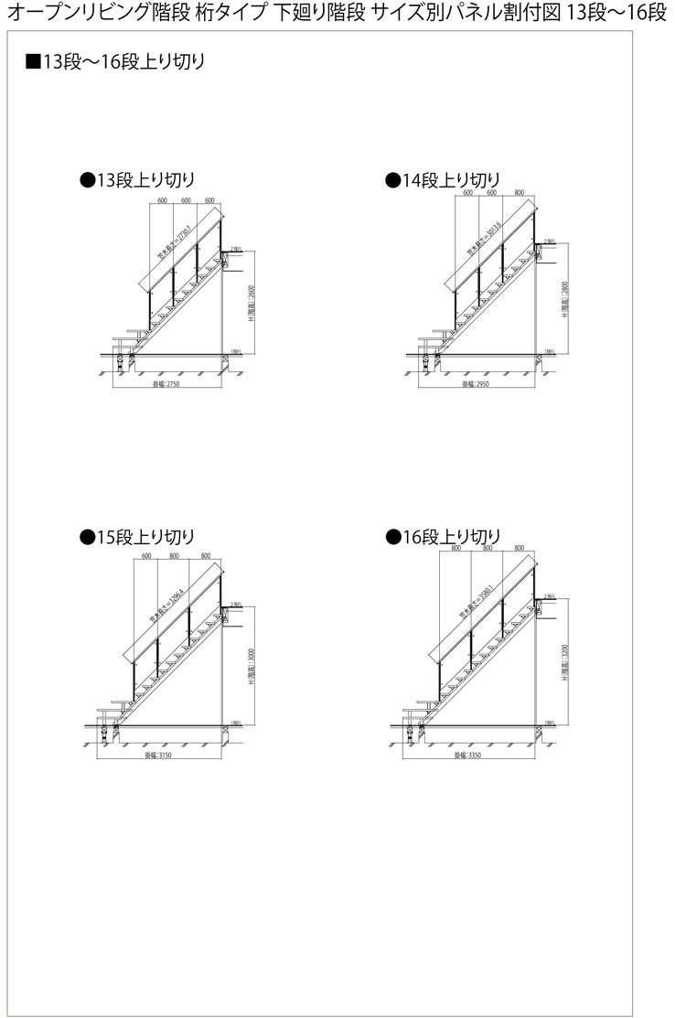 評価 ノースウエストYKKAPアルミインテリア オープンリビング階段 桁タイプ 直線階段 両側手すり ドットポイント
